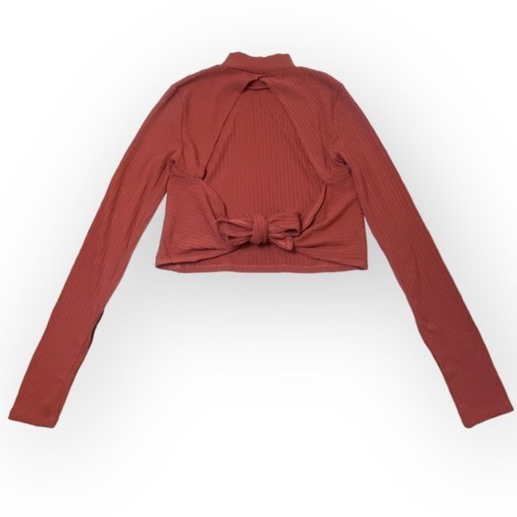 Forever 21 Mauve Ribbed Long Sleeve Crop Top- size small - Picture 4 of 6